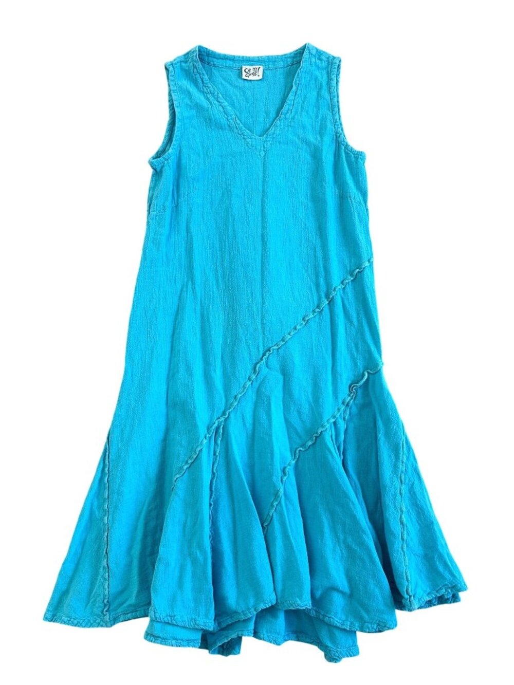 Oh My Gauze Women's Sz 1 sleeveless Blue A-Line Cotton Dress
